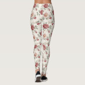 Hübsch Chic Rote Creme Blumen Leggings (Rückseite)