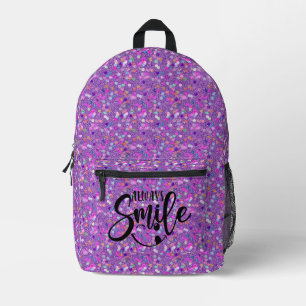 Hübsch Chic Stylish immer Lächeln Glitzer Backpack Bedruckter Rucksack