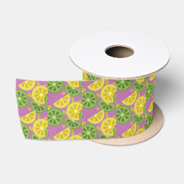 Hübsch Citrus Pattern Lilac Ribbon Satinband