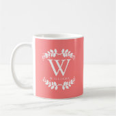 Hübsch Coral Pink Monogram Kaffeetasse (Links)