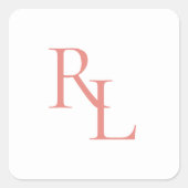 Hübsch Coral Pink Wedding Couple Initials Quadratischer Aufkleber (Vorderseite)