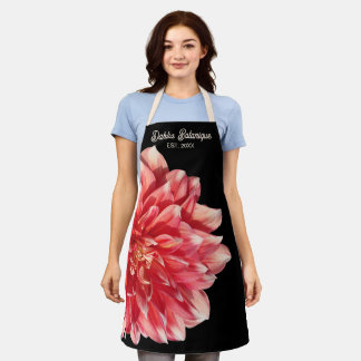 Hübsch Coral Red Dahlia Store Name Datum auf schwa Schürze