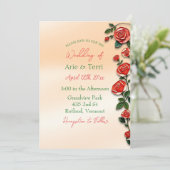 Hübsch Coral Rose Mosaik Mr. and Mrs. Wedding Einladung (Stehend Vorderseite)