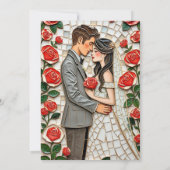 Hübsch Coral Rose Mosaik Mr. and Mrs. Wedding Einladung (Rückseite)