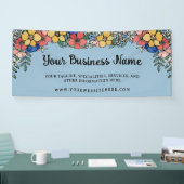 Hübsch Coral Yellow Blue Floral Name Banner (Messe)