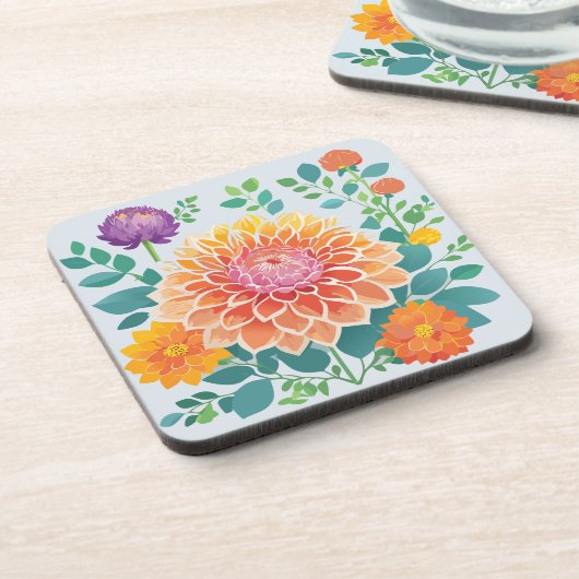 Hübsch Dahlia Getränkeuntersetzer (Linke Seite)