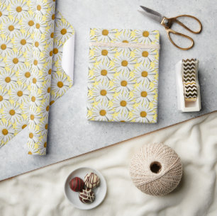 Hübsch Daisy Blume Blossom Blumenmotiv Gelb Geschenkpapier
