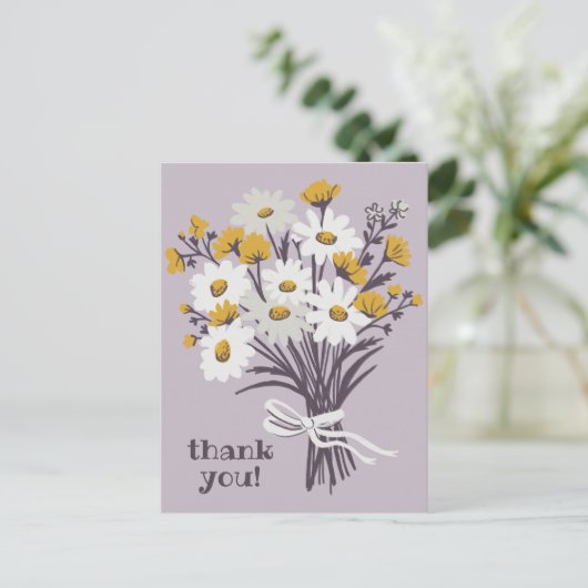 Hübsch Daisy Bouquet CUSTOM Vielen Dank Postkarte (Stehend Vorderseite)