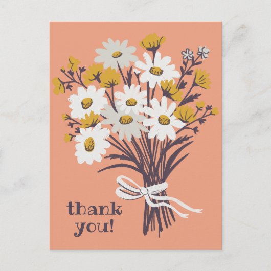 Hübsch Daisy Bouquet CUSTOM Vielen Dank Postkarte (Vorderseite)