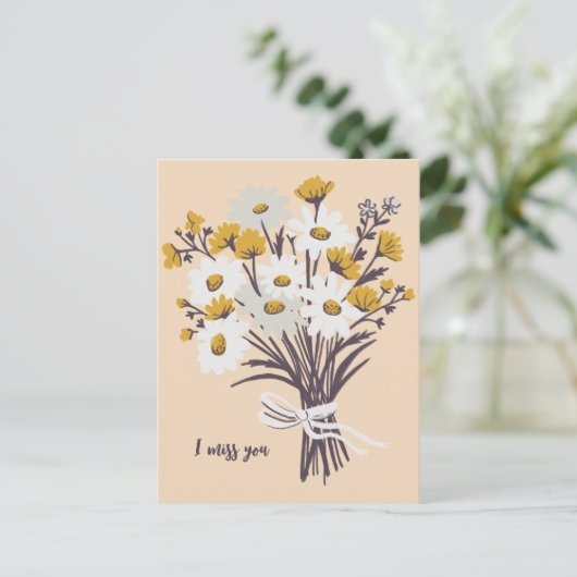 Hübsch Daisy Bouquet ich MISST DIR süß CUSTOM Postkarte (Stehend Vorderseite)