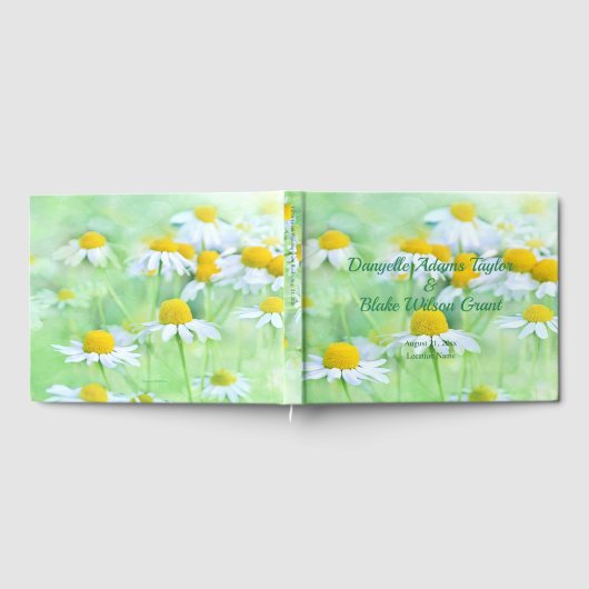 Hübsch Daisy Floral, Script Schriftart Hochzeit Gästebuch (Voll)