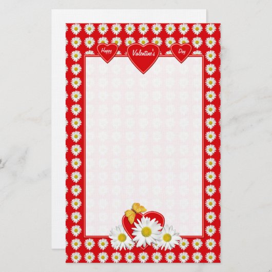 Hübsch Daisy Hearts Stationery Briefpapier (Vorne/Hinten)