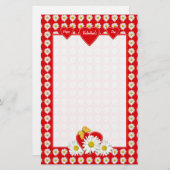Hübsch Daisy Hearts Stationery Briefpapier (Vorne/Hinten)