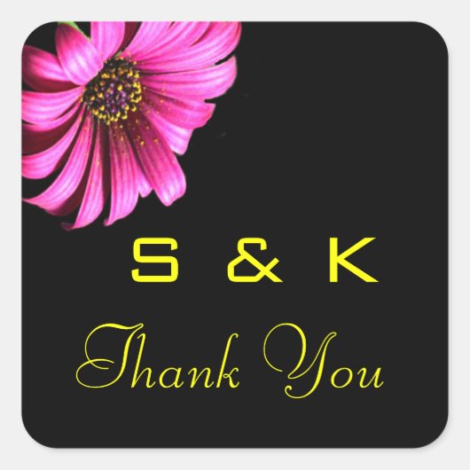 Hübsch Daisy Wedding danke Ihnen Monogram Stickers (Vorderseite)