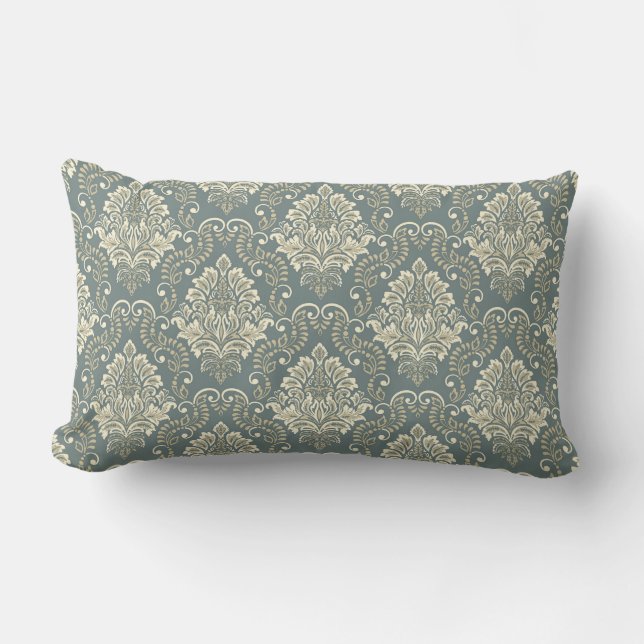 Hübsch Damask Muster Lumbar Kissen (Vorderseite)