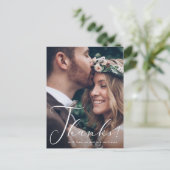 Hübsch-Danke-Script-Foto-Hochzeit Postkarte (Stehend Vorderseite)