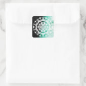 Hübsch Deep Green Mandala Abstrakt Quadratischer Aufkleber (Tasche)