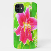 Hübsch Deep Pink Stargazer Liuon on Lime Green Case-Mate iPhone Hülle (Rückseite)