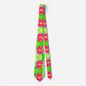 Hübsch Deep Pink Stargazer Liuon on Lime Green Krawatte (Vorderseite)