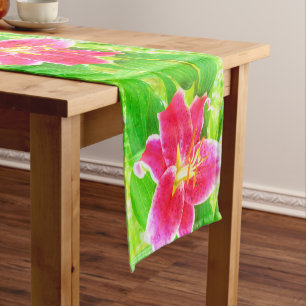Hübsch Deep Pink Stargazer Liuon on Lime Green Kurzer Tischläufer