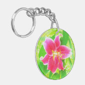 Hübsch Deep Pink Stargazer Liuon on Lime Green Schlüsselanhänger (Vorderseite links)
