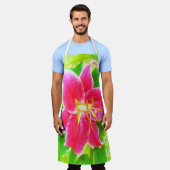 Hübsch Deep Pink Stargazer Liuon on Lime Green Schürze (Getragen)