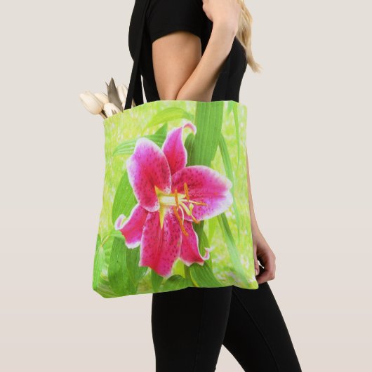 Hübsch Deep Pink Stargazer Liuon on Lime Green Tasche (Von Nahem)