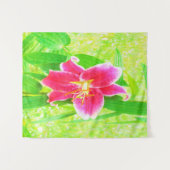 Hübsch Deep Pink Stargazer Liuon on Lime Green Wandteppich (Vorderseite (Horizontal))