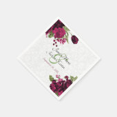 Hübsch Deep Wine Floral Wedding Napkins Serviette (Ecke)