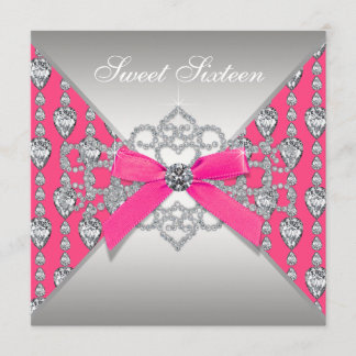 Hübsch Diamond Hot Pink Geburtstagsparty Einladung