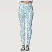 Hübsch Ditsy Blue Green Periwinkle Floral Leggings (Vorderseite)