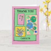 Hübsch Doodle Art 3 Pflanze, Ihre Worte, danke Karte (Gelbe Blume)