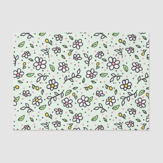 Hübsch Doodle Daisy Blume Niedlich Girly Pattern Seidenpapier (Vorderseite)