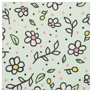 Hübsch Doodle Daisy Blume Niedlich Girly Pattern Stoff