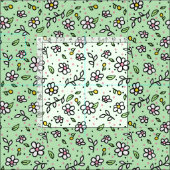Hübsch Doodle Daisy Blume Niedlich Girly Pattern Stoff (Kachel)
