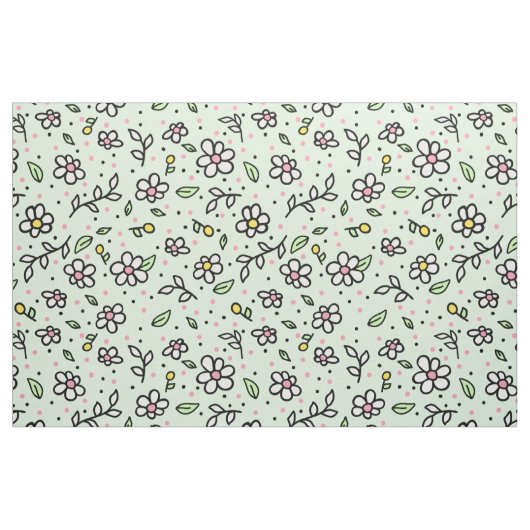 Hübsch Doodle Daisy Blume Niedlich Girly Pattern Stoff (Fat Quarter (45,7 x 55,9 cm))