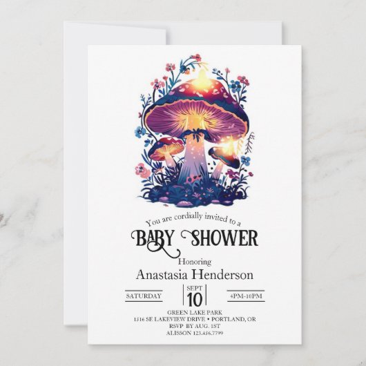 Hübsch Dreamy Mushroom Baby Dusche Einladung (Vorderseite)