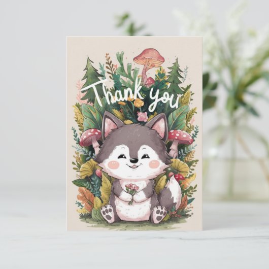 Hübsch Dreamy Wolf Dankeskarte (Stehend Vorderseite)