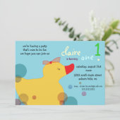 Hübsch Ducky - Blauer Geburtstag Einladung (Stehend Vorderseite)