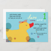 Hübsch Ducky - Blauer Geburtstag Einladung (Vorne/Hinten)