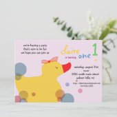 Hübsch Ducky - Rosa Einladungen zum Geburtstag (Stehend Vorderseite)