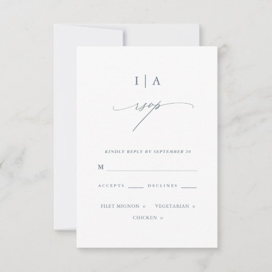 Hübsch Dusty Blue Monogram Wedding Rsvp (Vorderseite)