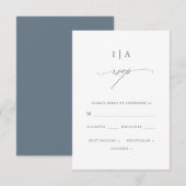 Hübsch Dusty Blue Monogram Wedding Rsvp Karte (Vorne/Hinten)