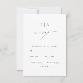 Hübsch Dusty Blue Monogram Wedding Rsvp Karte