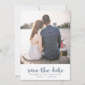Hübsch Dusty Blue Polka Dots Foto Hochzeit Save The Date (Vorderseite)