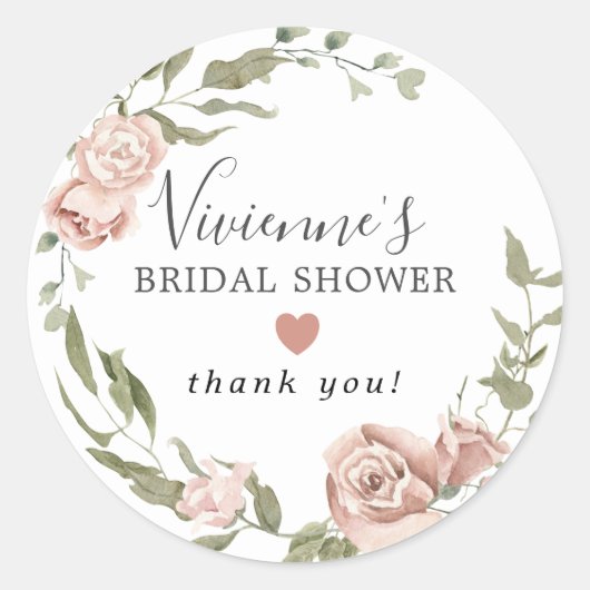 Hübsch Dusty Pink Floral Brautparty Gefallen Siege Runder Aufkleber (Vorderseite)