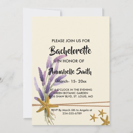 hübsch Einfache Seesternbachelor Einladung (Vorderseite)