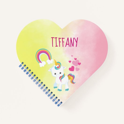 Hübsch Einhorn Rosa und Gelb Notizblock (Vorderseite)