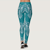 Hübsch eisblaue metallische Optik Phoenix auf Aqua Leggings (Rückseite)