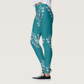 Hübsch eisblaue metallische Optik Phoenix auf Aqua Leggings (Links)